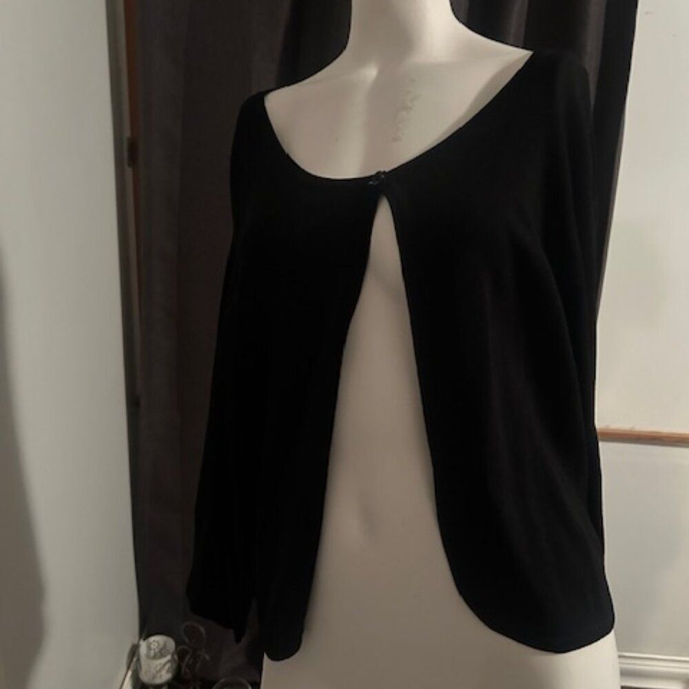 K Woman Collection Black 1 button shrug cardigan, size 22W